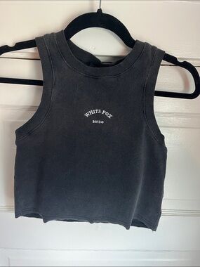 White Fox Boutique Black Ribbed Cropped Tank Top
